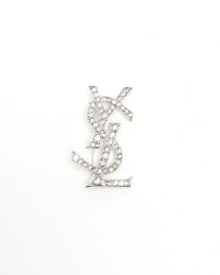 Saint Laurent YSL logo Rhinestone Brooch