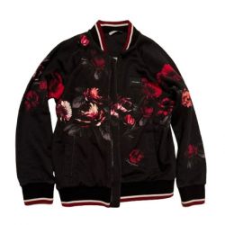 Dolce&Gabbana Floral print dark cotton terry bomber