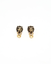 Gucci Lion Head Hearts Drop Earrings
