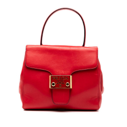 Prada B Prada Red Calf Leather Vitello Lux Embleme Top Handle Bag Italy
