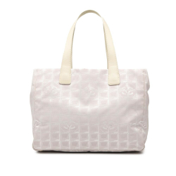 Chanel AB Chanel Pink Light Pink with White Ivory Nylon Fabric New Travel Line Tote Italy