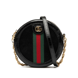 Gucci AB Gucci Black Suede Leather Mini Ophidia Round Crossbody Italy