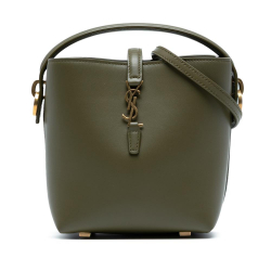 Saint Laurent AB Saint Laurent Green Olive Green Calf Leather Mini Shiny skin Le 37 Bucket Bag Italy