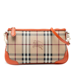 Burberry B Burberry Brown Beige with Orange Coated Canvas Fabric Haymarket Check Peyton Crossbody China