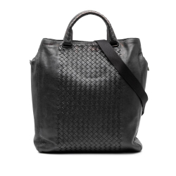 Bottega Veneta B Bottega Veneta Black Nappa Leather Leather Nappa Intrecciato Vertical Convertible Satchel Italy