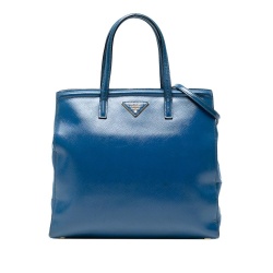 Prada B Prada Blue Saffiano Leather Vernice Satchel Italy