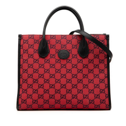 Gucci B Gucci Red Canvas Fabric Small GG Interlocking G Tote Italy