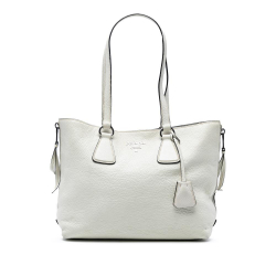 Prada AB Prada White Calf Leather Vitello Daino Side Zip Tote Romania