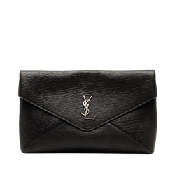 Saint Laurent AB Saint Laurent Black Lambskin Leather Leather Large Lambskin Cassandre Envelope Pouch Italy