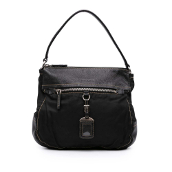 Prada B Prada Black Calf Leather and Tessuto Shoulder Bag Italy