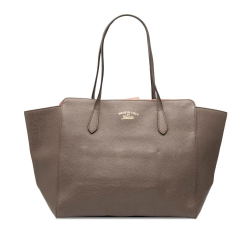Gucci B Gucci Brown Taupe Calf Leather Medium Swing Tote Italy