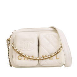 Chanel AB Chanel White Ivory Calf Leather Small Quilted skin Camera Case France