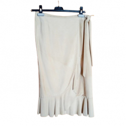Max Mara Suede Beige Ruffled Skirt