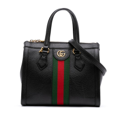 Gucci B Gucci Black Calf Leather Small Web Ophidia Satchel Italy