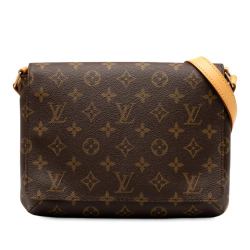 Louis Vuitton B Louis Vuitton Brown Monogram Canvas Fabric Monogram Musette Tango Short Strap France