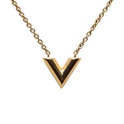 Louis Vuitton B Louis Vuitton Gold Gold Plated Metal Essential V Necklace Italy