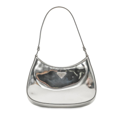 Prada B Prada Silver Calf Leather Brushed Cleo Shoulder Bag Italy