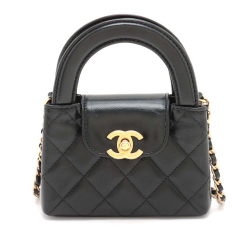 Chanel AB Chanel Black Calf Leather Mini Nano Aged skin Kelly Shopper Bag France