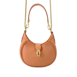 Bvlgari B Bvlgari Orange Calf Leather Small Serpenti Ellipse Satchel Italy