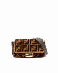 Fendi Shearling Zucca Baguette Bag