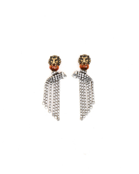 Gucci Lion Head Rhinestone Clip-on Earrings