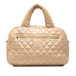 Chanel B Chanel Brown Beige Lambskin Leather Leather Quilted Lambskin Coco Cocoon Bowler Bag Italy
