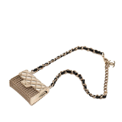 Chanel B Chanel Gold Gold Plated Metal CC Quilted Flap Bag Pendant Necklace Italy