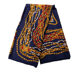 Chanel B Chanel Blue Dark Blue Silk Fabric Gripoix Scarf Italy