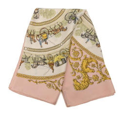 Hermès B Hermès White Off White Silk Fabric La Promenade de Longchamps Scarf 90 France