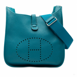 Hermès Evelyne 29 Taurillon Clemence Leather Hobo Crossbody Blue
