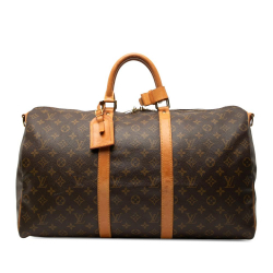 Louis Vuitton B Louis Vuitton Brown Monogram Canvas Fabric Monogram Keepall Bandouliere 50 France
