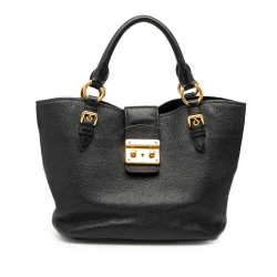 Miu Miu B Miu Miu Black Goatskin Leather Madras Satchel Turkey