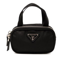 Prada AB Prada Black Nylon Fabric Mini Tessuto Double Zip Handbag Italy