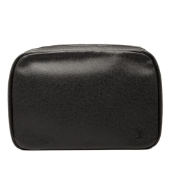 Louis Vuitton B Louis Vuitton Black Taiga Leather Leather Taiga Toiletry Pouch GM Spain