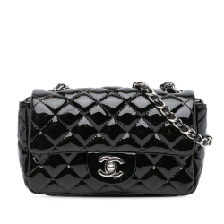 Chanel B Chanel Black Patent Leather Leather Mini Rectangular Classic Patent Single Flap Italy