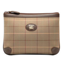 Burberry B Burberry Brown Light Brown Canvas Fabric Vintage Check Clutch United Kingdom
