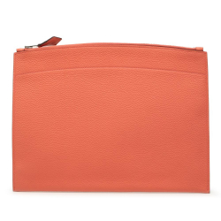 Hermès AB Hermès Orange Calf Leather Medium Togo Bazar Pouch France