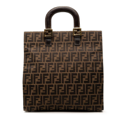 Fendi B Fendi Brown Canvas Fabric Zucca Twins Tote Italy