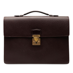 Louis Vuitton B Louis Vuitton Red Bordeaux Taiga Leather Leather Taiga Serviette Kourad Briefcase France
