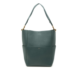 Celine B Celine Green Dark Green Calf Leather Medium Seau Sangle Bucket Italy