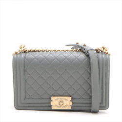 Chanel Boy Medium Quilted Lambskin Leather  Bag Grey