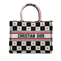 Christian Dior AB Dior White Canvas Fabric DiorAmour Medium D-Chess Book Tote Italy
