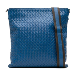 Bottega Veneta B Bottega Veneta Blue Nappa Leather Leather Nappa Intrecciato Crossbody Italy