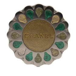 Chanel AB Chanel Silver with Multi Brass Metal Silver Plated Medallion Floral Brooch France