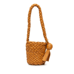 Bottega Veneta B Bottega Veneta Brown Calf Leather Small skin Intreccio Kalimero Bucket Bag Italy