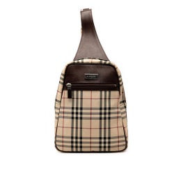 Burberry B Burberry Brown Beige Canvas Fabric House Check Sling Backpack United Kingdom