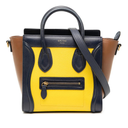 Celine B Celine Yellow with Multi Calf Leather Nano Tricolor Luggage Tote Italy