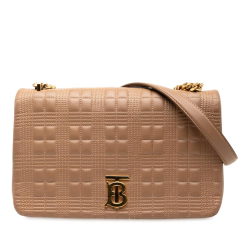 Burberry B Burberry Brown Lambskin Leather Leather Medium Quilted Lambskin Lola Crossbody Italy