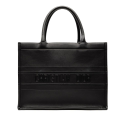 Christian Dior AB Dior Black Calf Leather Medium Embossed Book Tote Italy