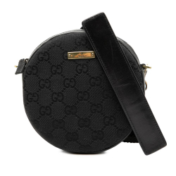 Gucci AB Gucci Black Canvas Fabric GG Round Crossbody Italy